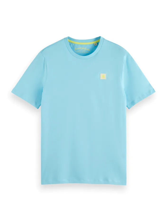 Logo Badge Tshirt Washed Neon Blue Men Scotch and Soda TShirts and Polo Shirts