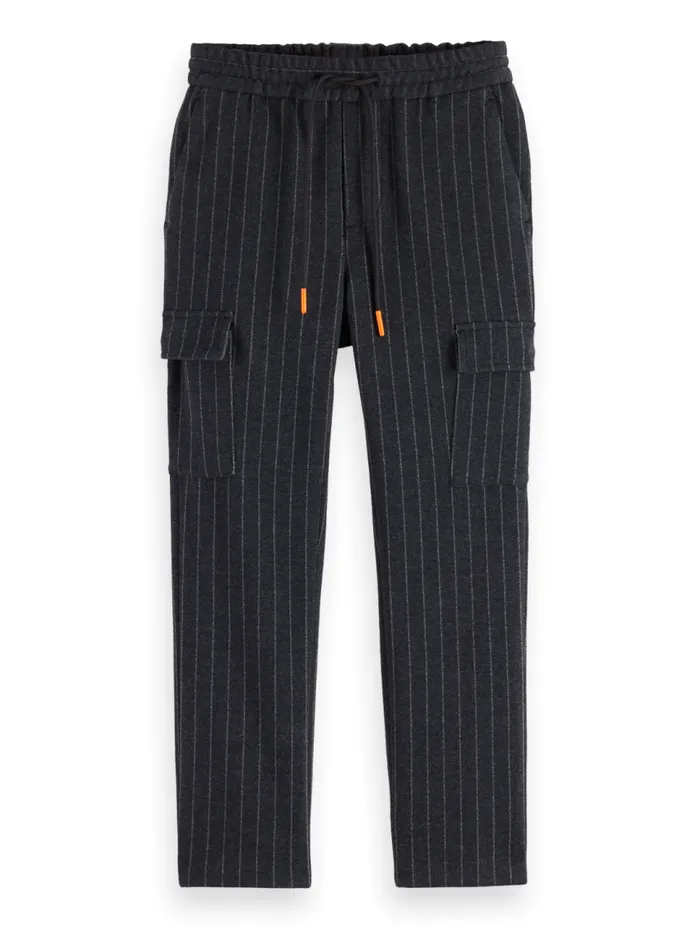 LOOSE TAPERED KNITTED CARGO Charcoal Stripe Kids Scotch and Soda Pants