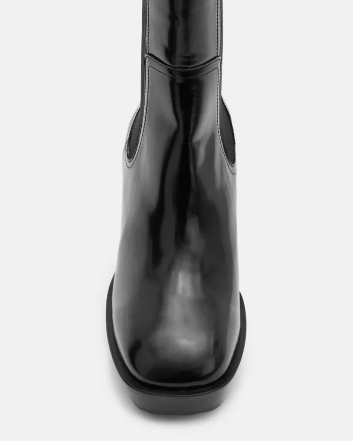 Lottie Heeled Slip On Leather Boots Black Shine Women AllSaints Shoes and Boots Lottie Heeled Slip On Leather Boots Black Shine Women AllSaints Shoes and Boots