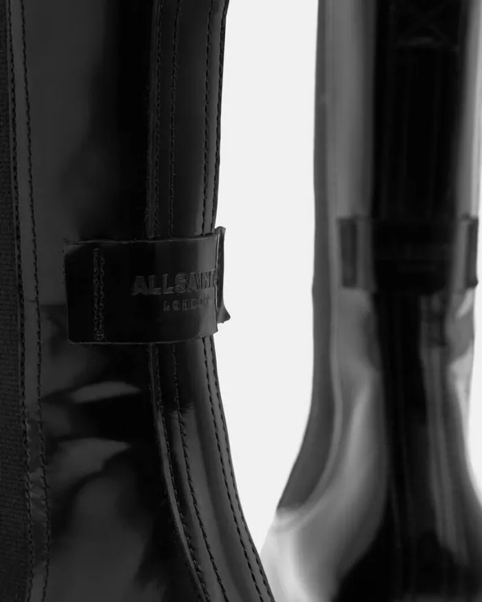 Lottie Heeled Slip On Leather Boots Black Shine Women AllSaints Shoes and Boots Lottie Heeled Slip On Leather Boots Black Shine Women AllSaints Shoes and Boots