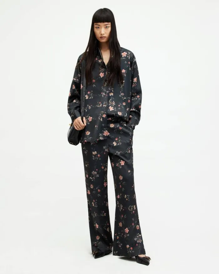 Louisa Tanana Floral Print Relaxed Shirt Black Women AllSaints Tops and Shirts Louisa Tanana Floral Print Relaxed Shirt Black Women AllSaints Tops and Shirts