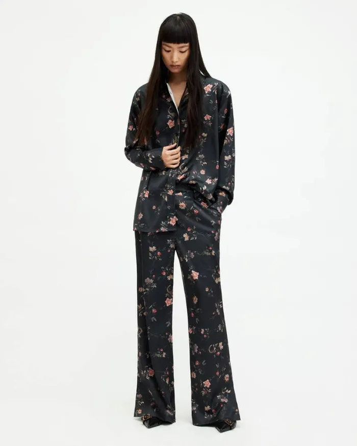 Louisa Tanana Floral Print Relaxed Shirt Black Women AllSaints Tops and Shirts Louisa Tanana Floral Print Relaxed Shirt Black Women AllSaints Tops and Shirts