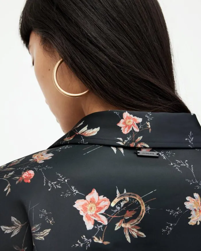 Louisa Tanana Floral Print Relaxed Shirt Black Women AllSaints Tops and Shirts Louisa Tanana Floral Print Relaxed Shirt Black Women AllSaints Tops and Shirts