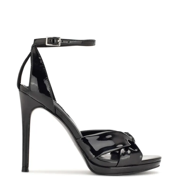 Lovya Ankle Strap Sandals Black Patent Women Nine West Dress
