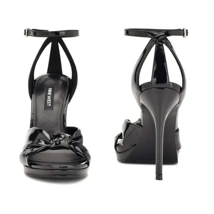 Lovya Ankle Strap Sandals Black Patent Women Nine West Dress Lovya Ankle Strap Sandals Black Patent Women Nine West Dress