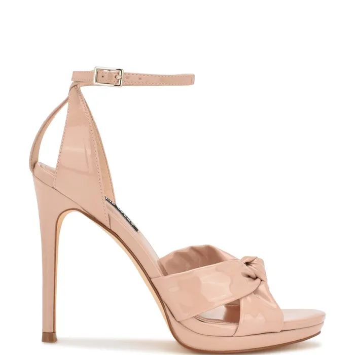 Lovya Ankle Strap Sandals Light Natural Patent Women Nine West Heeled