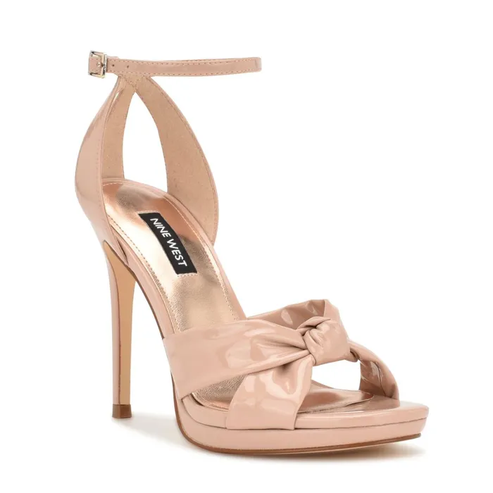 Lovya Ankle Strap Sandals Light Natural Patent Women Nine West Heeled Lovya Ankle Strap Sandals Light Natural Patent Women Nine West Heeled