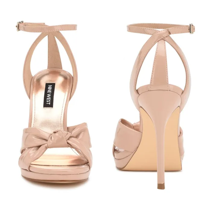 Lovya Ankle Strap Sandals Light Natural Patent Women Nine West Heeled Lovya Ankle Strap Sandals Light Natural Patent Women Nine West Heeled