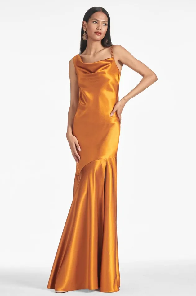 Lucy Gown 8211 Saffron Women Sachin and Babi Evening