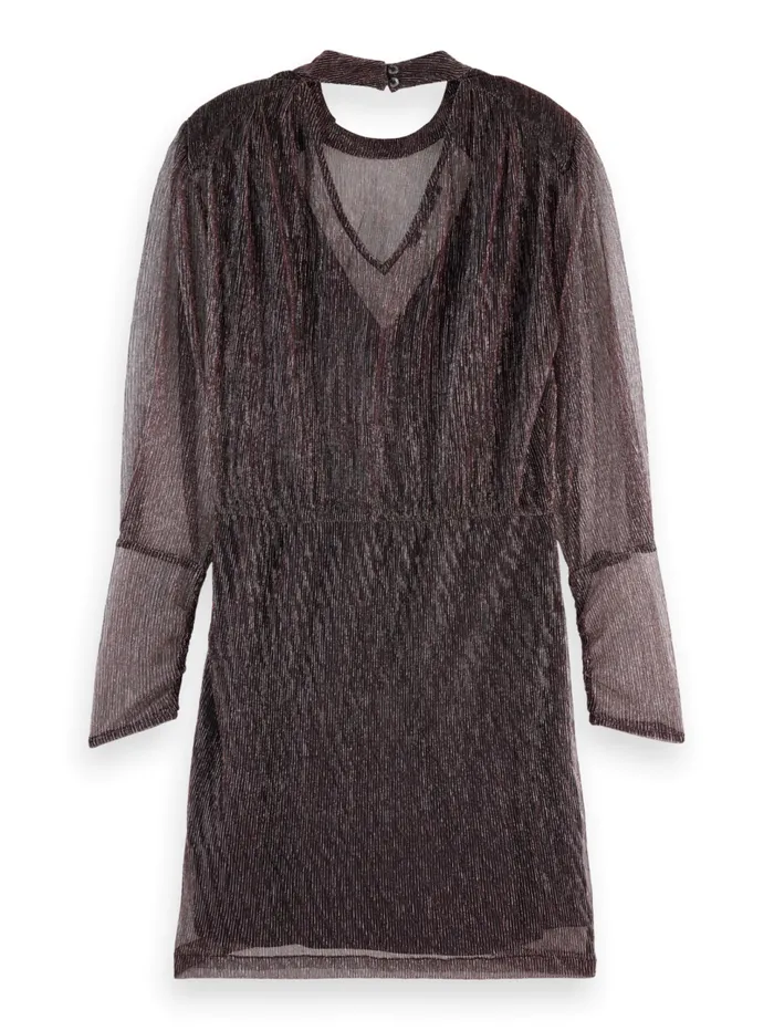 LUREX HIGH NECK MINI DRESS Berry Women Scotch and Soda Dresses and Jumpsuits LUREX HIGH NECK MINI DRESS Berry Women Scotch and Soda Dresses and Jumpsuits