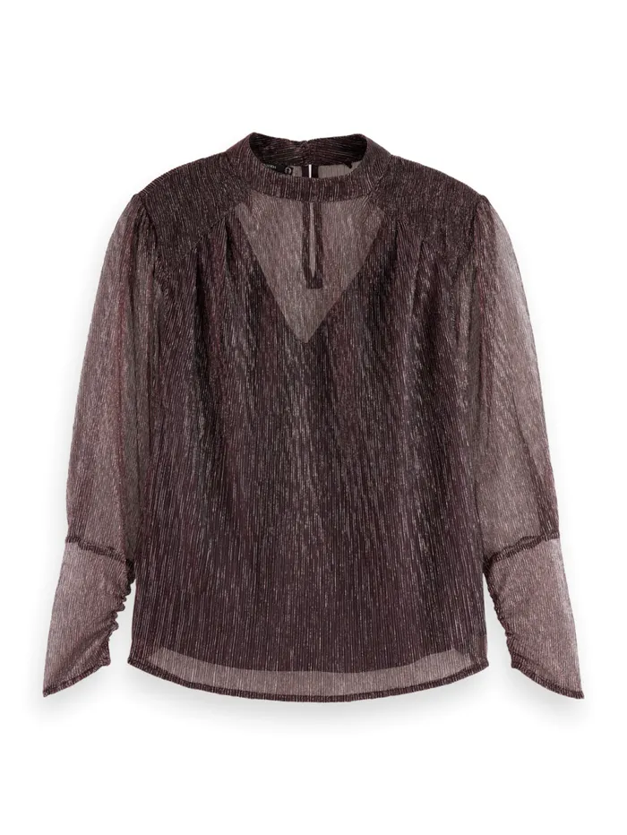 LUREX HIGH NECK TOP Berry Women Scotch and Soda Blouses and Shirts