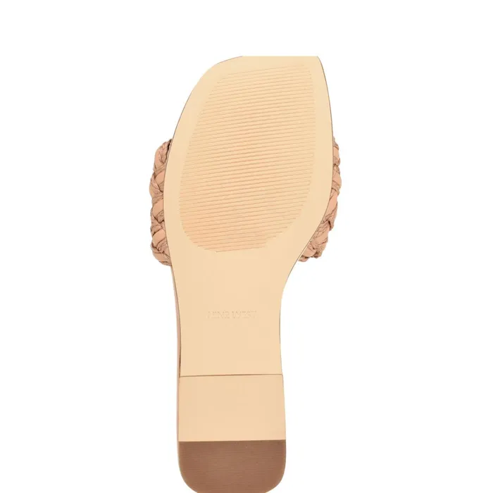 Maci Flat Slide Sandals Natural Women Nine West Low Heel Maci Flat Slide Sandals Natural Women Nine West Low Heel