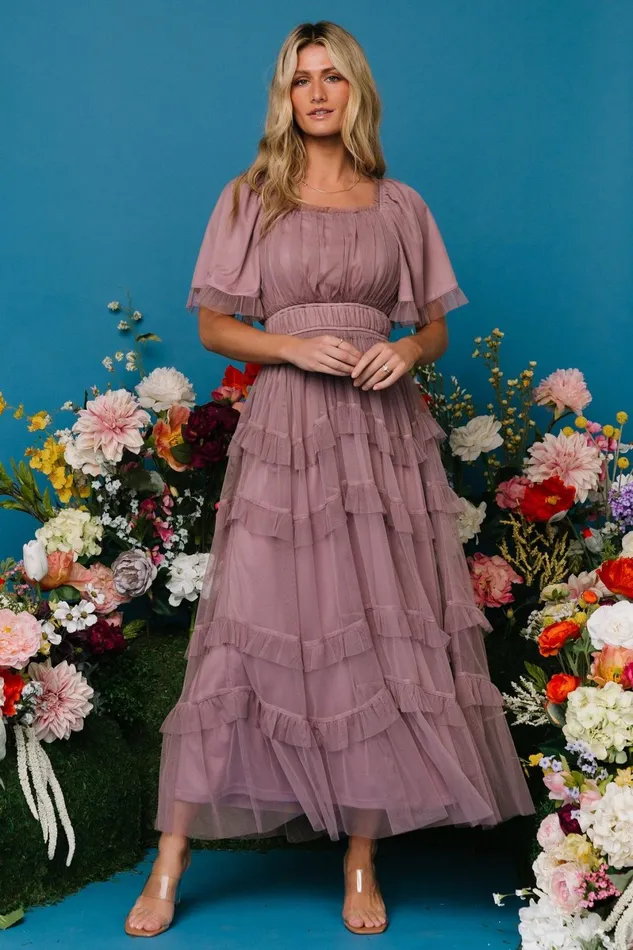 Magdalena Tulle Maxi Dress Dusty Orchid Women Baltic Born Wedding Guest