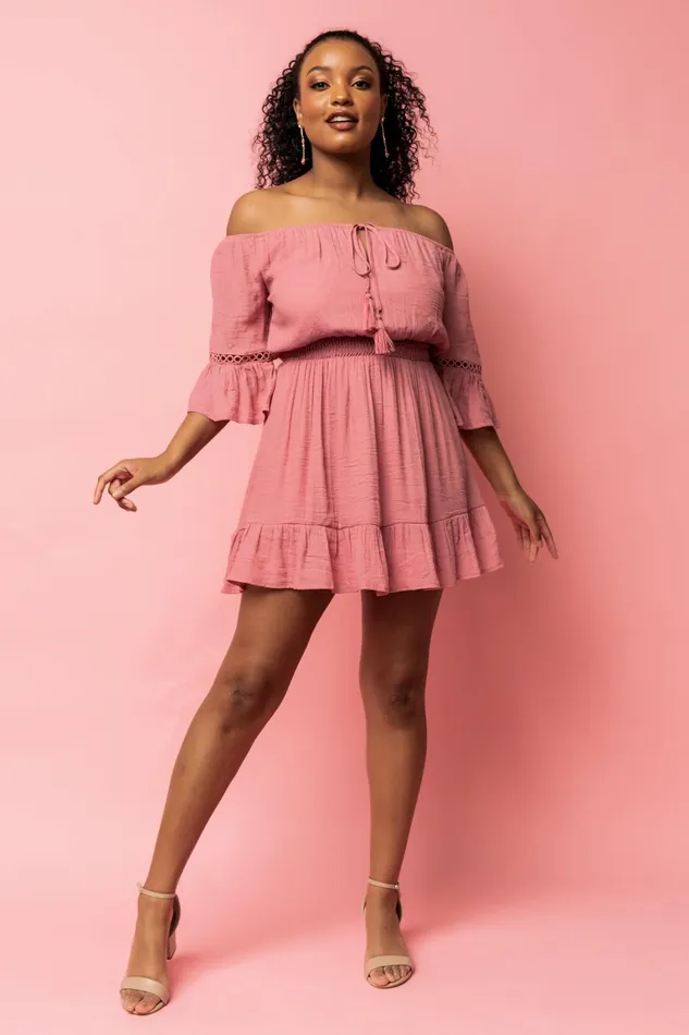 Magnolia Off Shoulder Mini Dress Rose Women Baltic Born Cover Ups