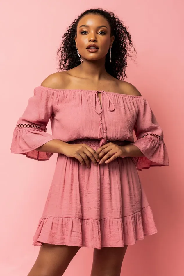 Magnolia Off Shoulder Mini Dress Rose Women Baltic Born Cover Ups Magnolia Off Shoulder Mini Dress Rose Women Baltic Born Cover Ups