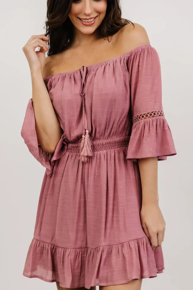 Magnolia Off Shoulder Mini Dress Rose Women Baltic Born Cover Ups Magnolia Off Shoulder Mini Dress Rose Women Baltic Born Cover Ups