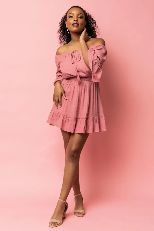 Magnolia Off Shoulder Mini Dress Rose Women Baltic Born Cover Ups Magnolia Off Shoulder Mini Dress Rose Women Baltic Born Cover Ups
