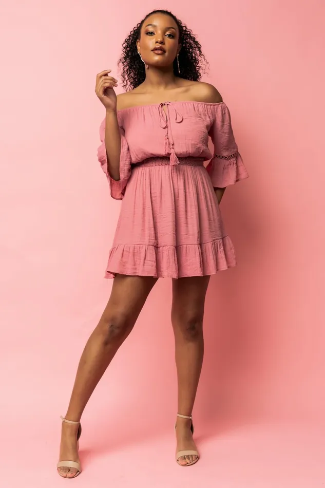 Magnolia Off Shoulder Mini Dress Rose Women Baltic Born Cover Ups Magnolia Off Shoulder Mini Dress Rose Women Baltic Born Cover Ups
