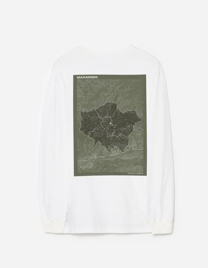 Maharishi Long Sleeve TShirts 1350 MILTYPE Map LS TShirt White 8211 Men