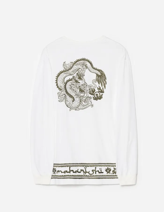 Maharishi Long Sleeve TShirts 5243 Thar Dragon LS TShirt White 8211 Men