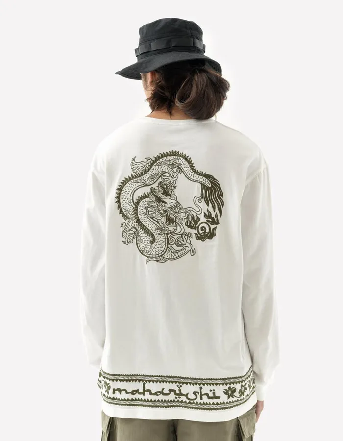 Maharishi Long Sleeve TShirts 5243 Thar Dragon LS TShirt White 8211 Men