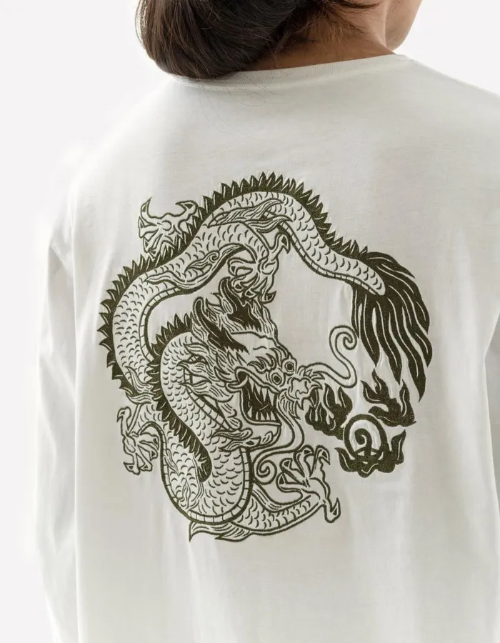 Maharishi Long Sleeve TShirts 5243 Thar Dragon LS TShirt White 8211 Men