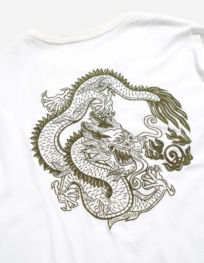 Maharishi Long Sleeve TShirts 5243 Thar Dragon LS TShirt White 8211 Men
