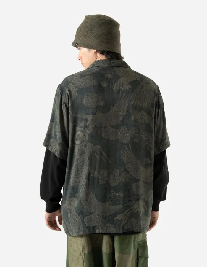 Maharishi Short Sleeve Shirts 1394 Peace Dove Camp Collar Shirt Black 8211 Men
