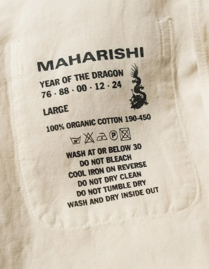 Maharishi Short Sleeve Shirts 5211 Hemp Camp Collar Shirt Ecru 8211 Men