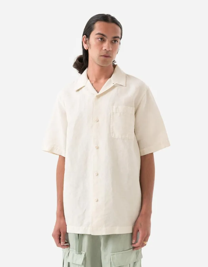 Maharishi Short Sleeve Shirts 5211 Hemp Camp Collar Shirt Ecru 8211 Men