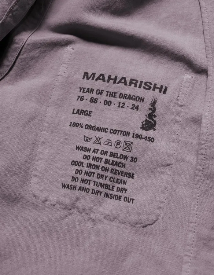 Maharishi Short Sleeve Shirts 5211 Hemp Camp Collar Shirt Purple Ash 8211 Men