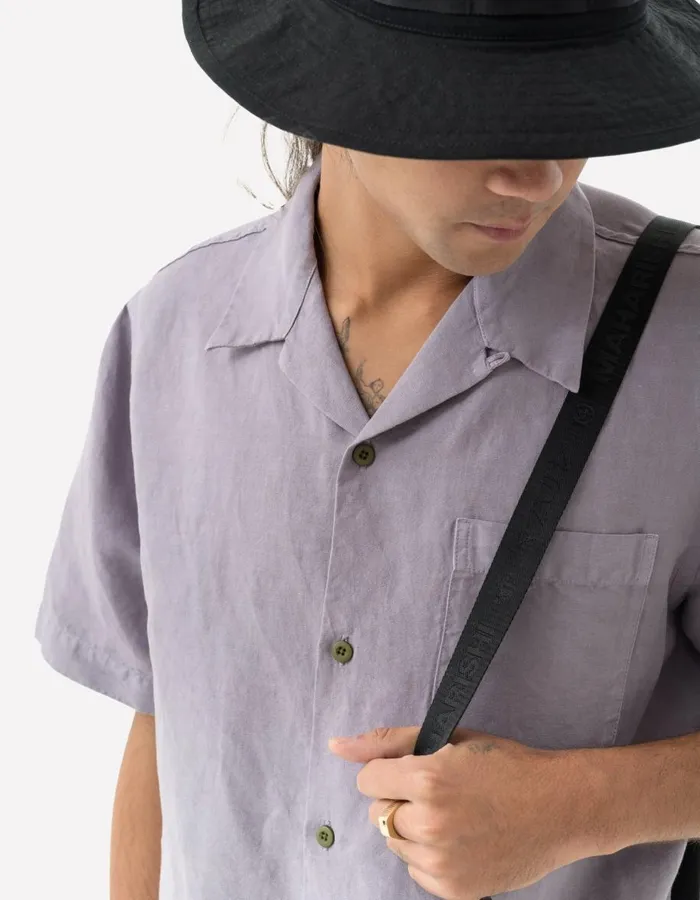 Maharishi Short Sleeve Shirts 5211 Hemp Camp Collar Shirt Purple Ash 8211 Men