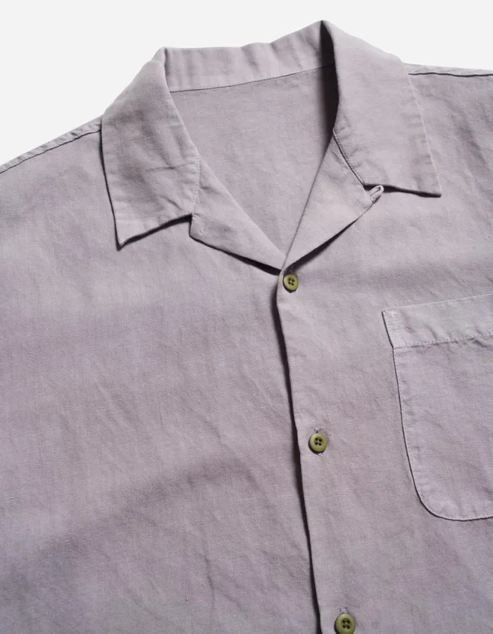 Maharishi Short Sleeve Shirts 5211 Hemp Camp Collar Shirt Purple Ash 8211 Men