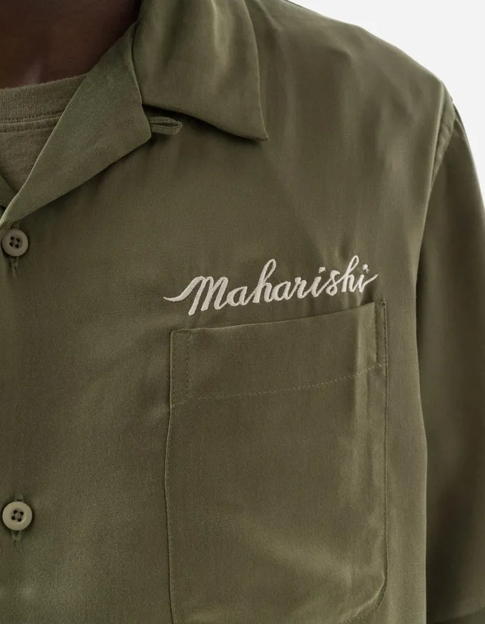 Maharishi Short Sleeve Shirts 5326 Peace Dove Embroidered Shirt Olive OG107F 8211 Men
