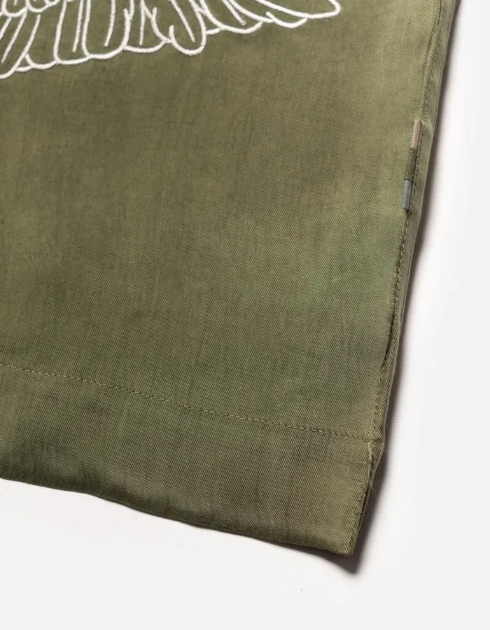 Maharishi Short Sleeve Shirts 5326 Peace Dove Embroidered Shirt Olive OG107F 8211 Men