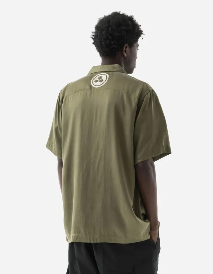 Maharishi Short Sleeve Shirts 5326 Peace Dove Embroidered Shirt Olive OG107F 8211 Men