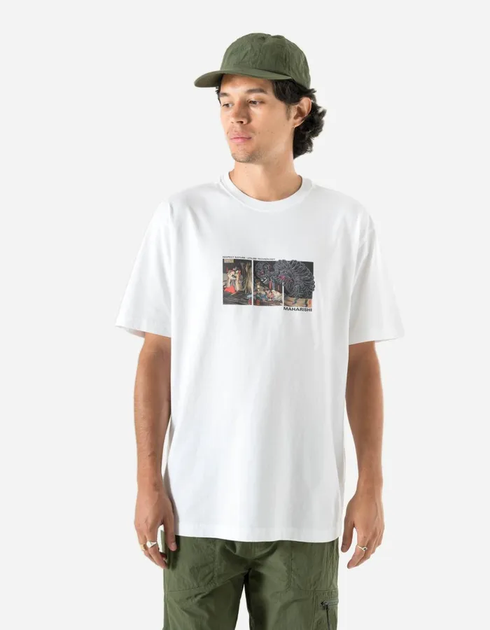 Maharishi Short Sleeve TShirts 1395 Cyber Skeleton TShirt White 8211 Men