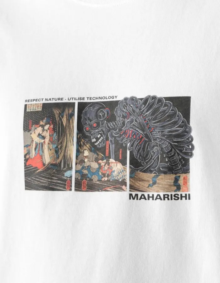 Maharishi Short Sleeve TShirts 1395 Cyber Skeleton TShirt White 8211 Men