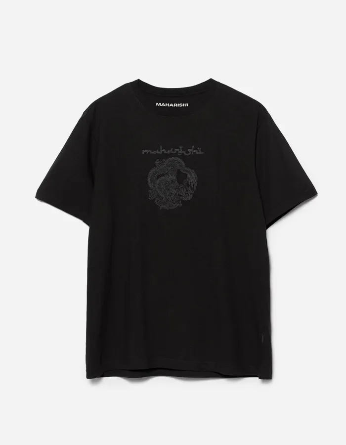 Maharishi Short Sleeve TShirts 5242 Thar Dragon Embroidered TShirt Black 8211 Men