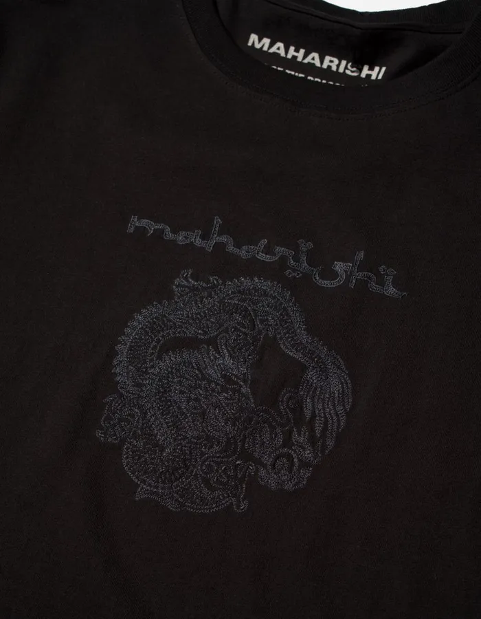 Maharishi Short Sleeve TShirts 5242 Thar Dragon Embroidered TShirt Black 8211 Men