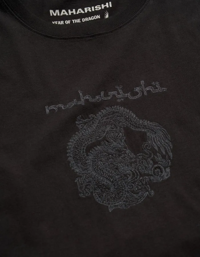 Maharishi Short Sleeve TShirts 5242 Thar Dragon Embroidered TShirt Black 8211 Men
