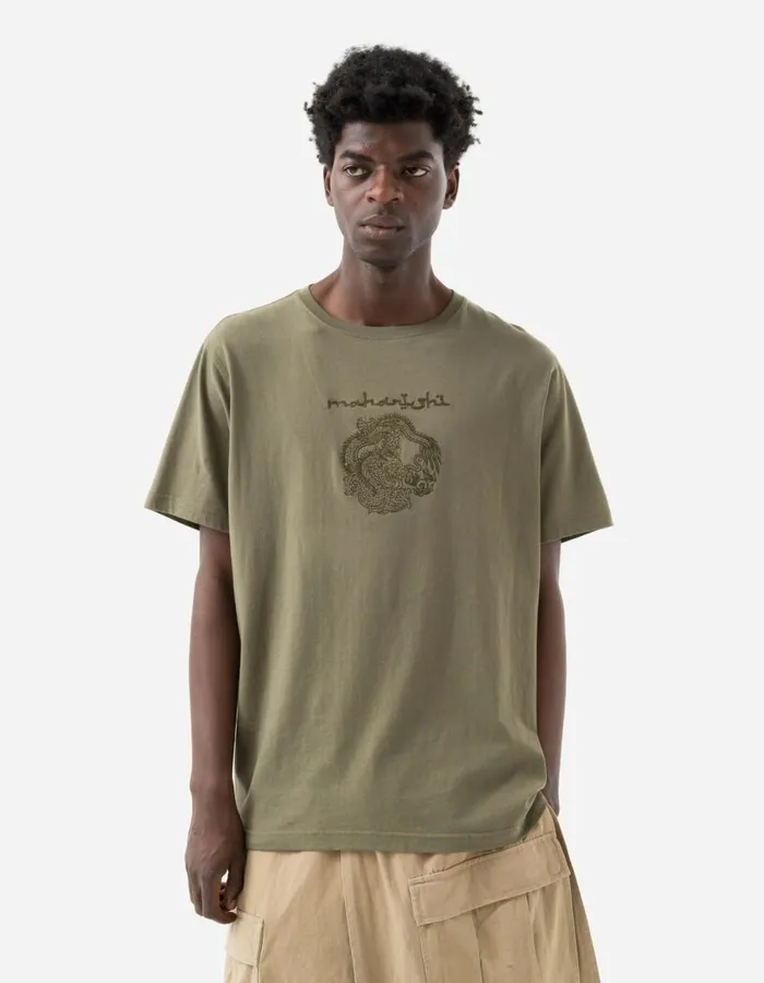 Maharishi Short Sleeve TShirts 5242 Thar Dragon Embroidered TShirt Olive 8211 Men
