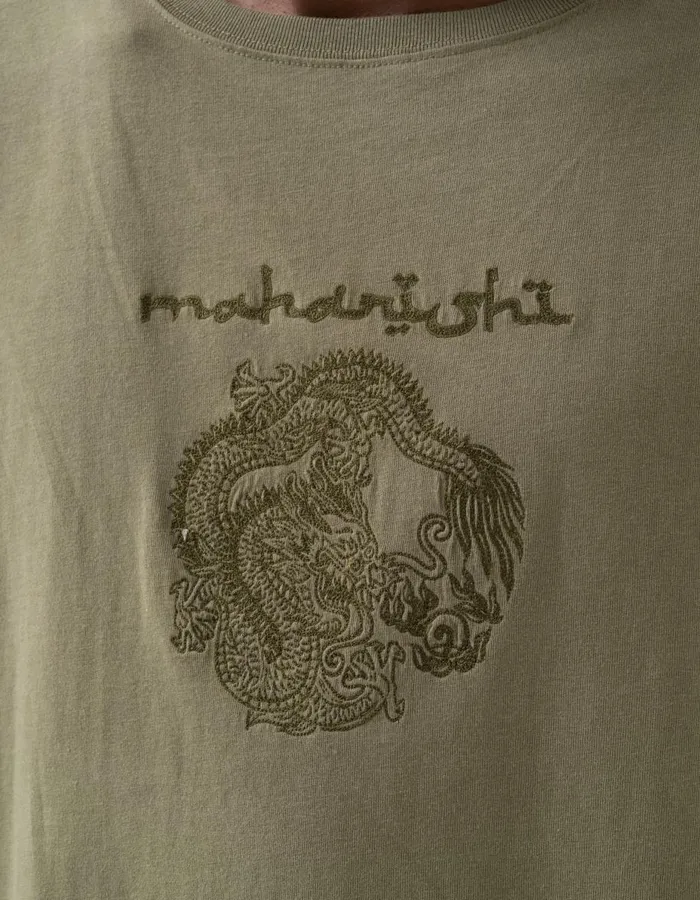 Maharishi Short Sleeve TShirts 5242 Thar Dragon Embroidered TShirt Olive 8211 Men