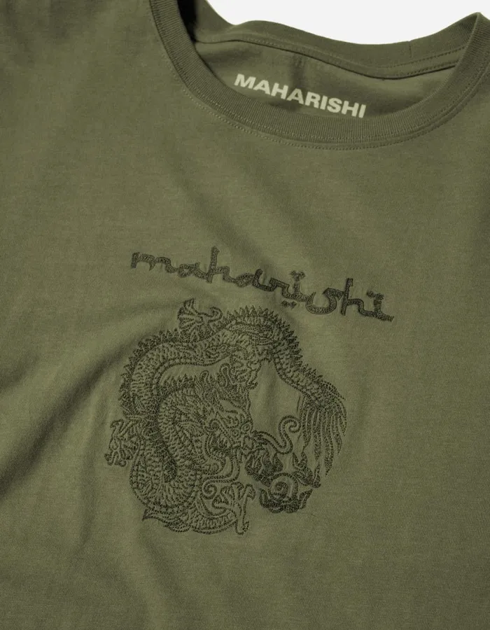 Maharishi Short Sleeve TShirts 5242 Thar Dragon Embroidered TShirt Olive 8211 Men
