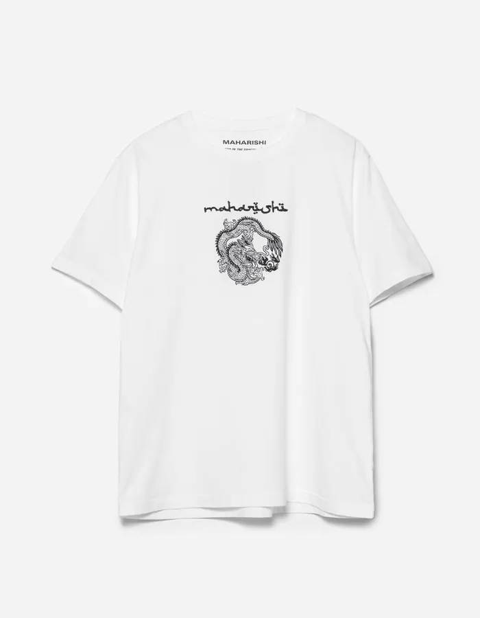 Maharishi Short Sleeve TShirts 5242 Thar Dragon Embroidered TShirt White 8211 Men