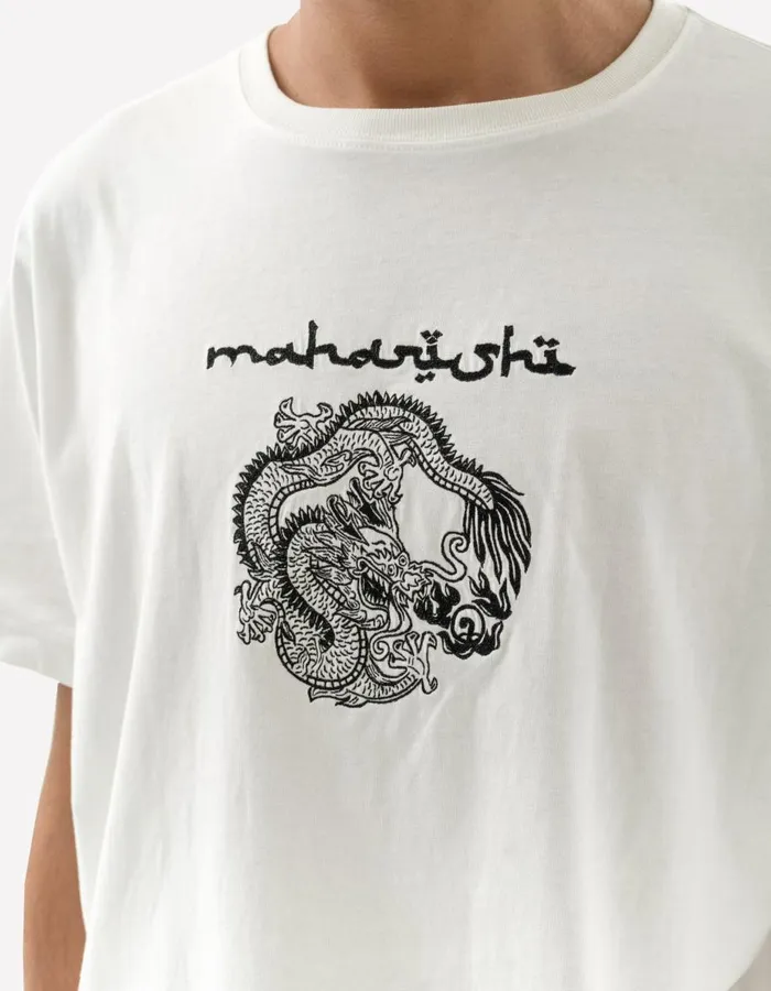 Maharishi Short Sleeve TShirts 5242 Thar Dragon Embroidered TShirt White 8211 Men