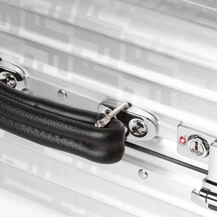 Man Aluminium Trolley Case With Leather Details Grey Fendi Travel Bags
