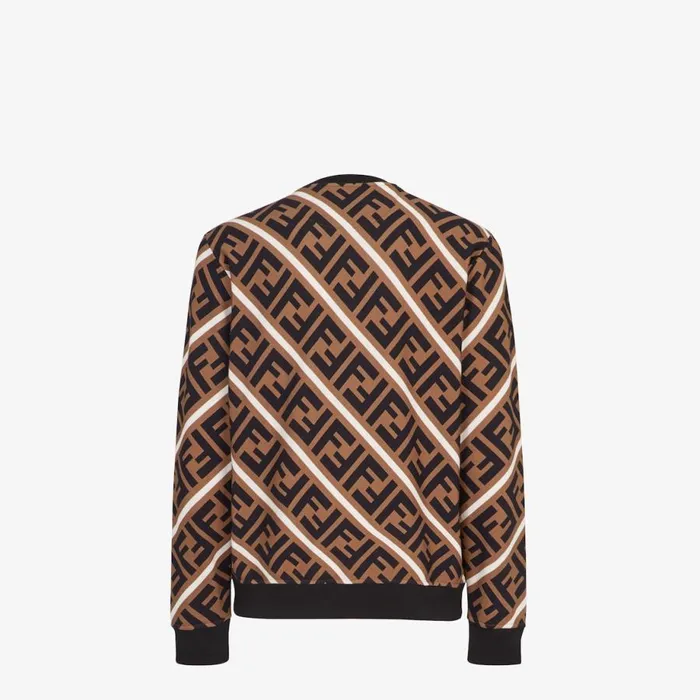 Man Beige Cotton Sweatshirt Brown Fendi Sweatshirts
