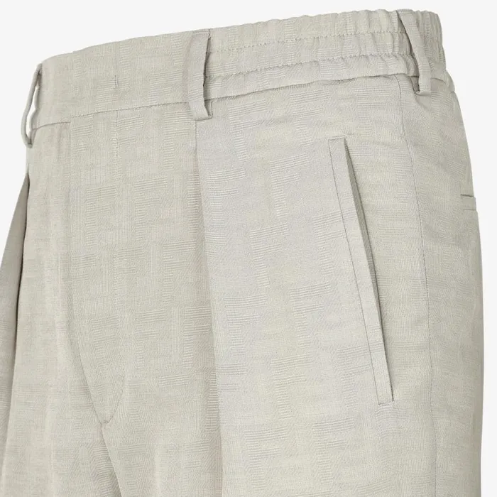 Man Beige Jacquard Fabric Trousers Beige Fendi Jackets and Suits