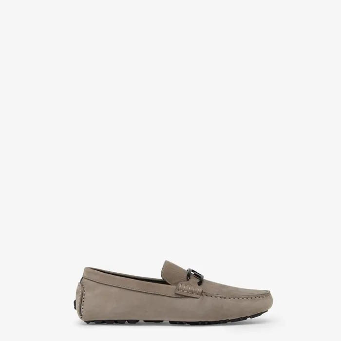 Man Beige Nubuck Leather Loafers Beige Fendi Loafers and Mocassins